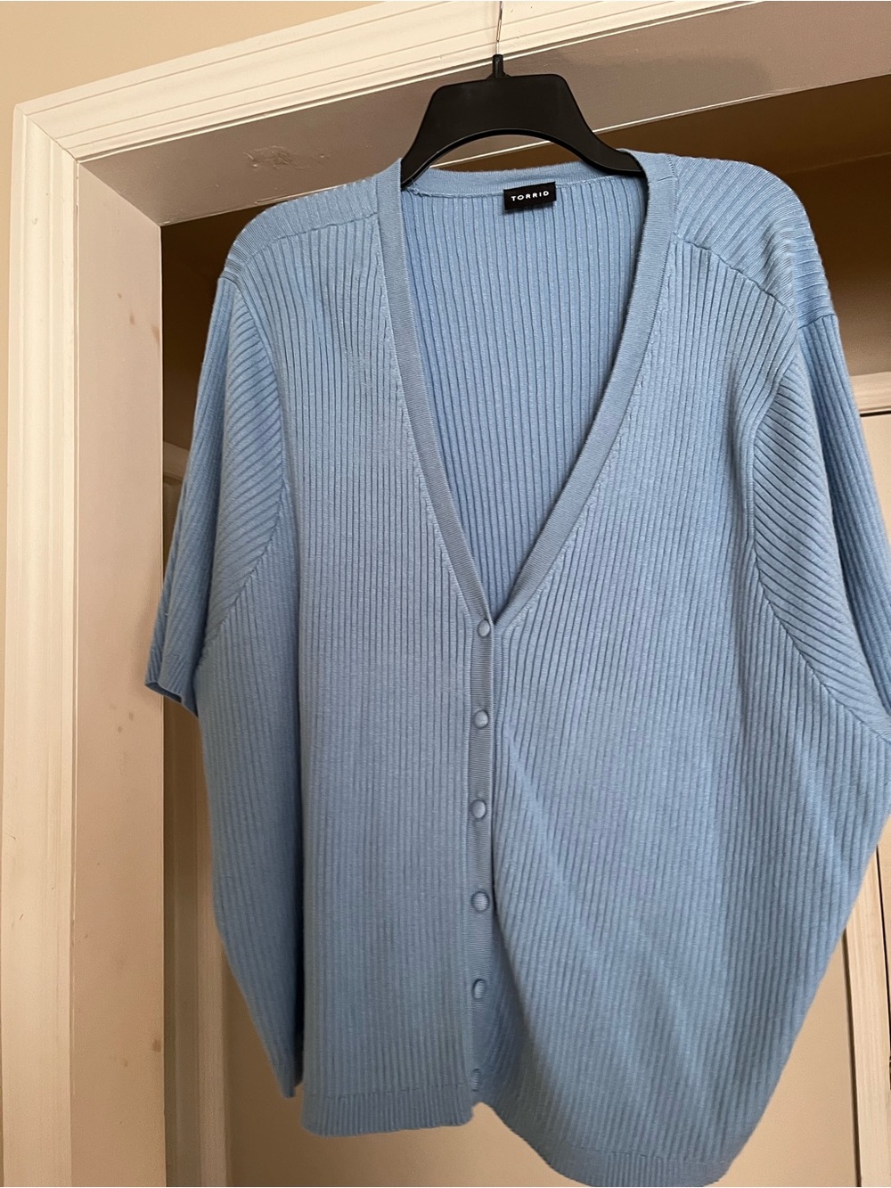 torrid Sky Blue Ribbed V-Neck Button Cardigan